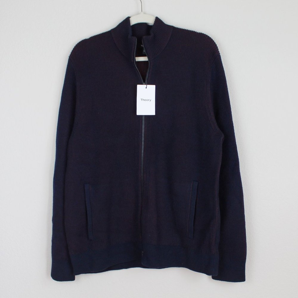 NWT Theory Mock Neck Zip Sweater in Merino Wool - Picture 2 of 10